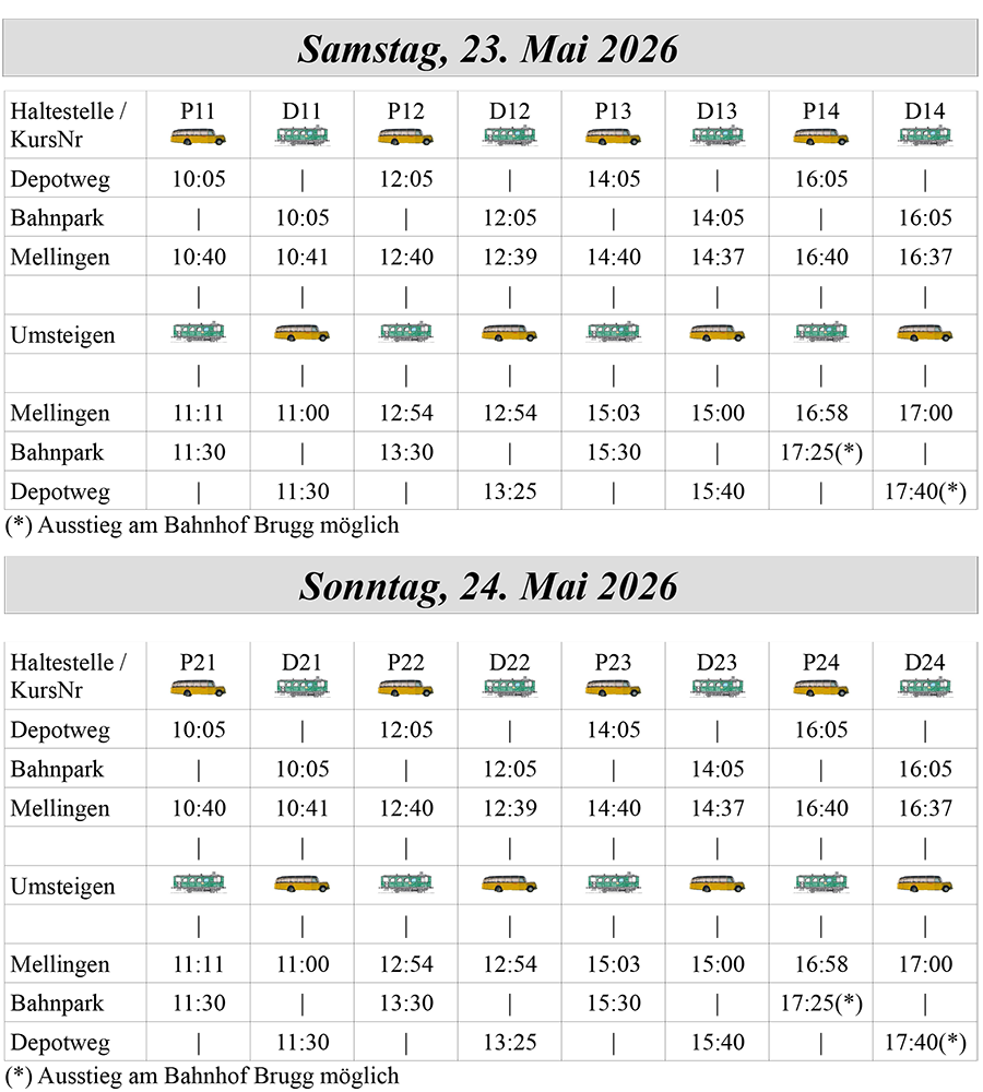 Fahrplan öffentlich Bahnpark 2023